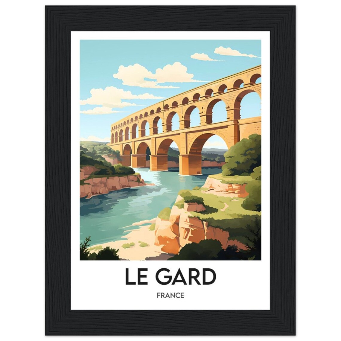 Le Gard France Pont Du Gard Roman Aqueduct River View Poster