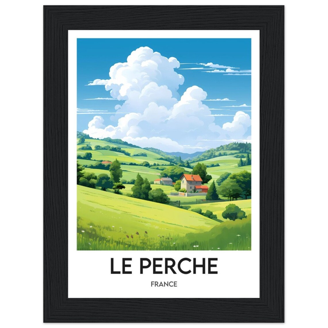 Le Perche France Rolling Green Hills Farmhouse Countryside Poster