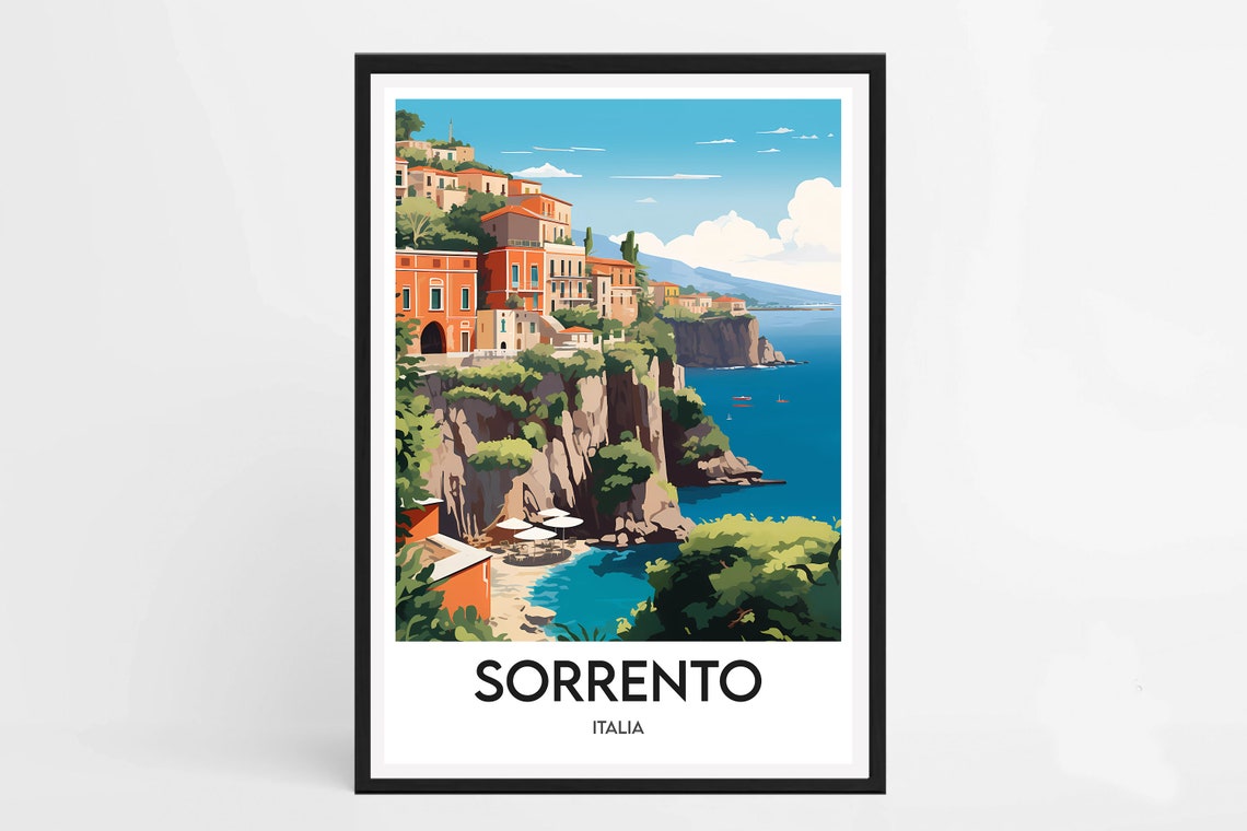 Sorrento Italy Cliffside Coastal Town Amalfi Coast Seascape Poster - Image 2