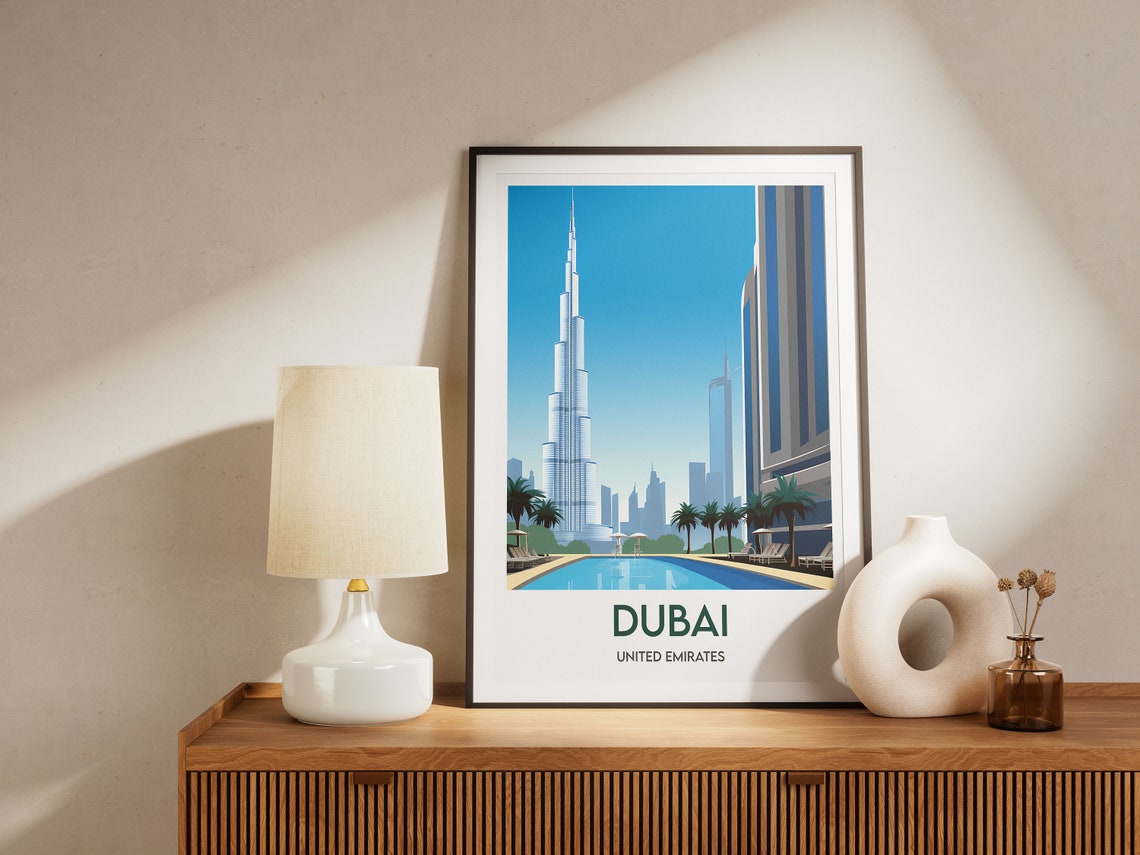 Dubai United Emirates Burj Khalifa Modern Skyline Travel Poster - Image 2