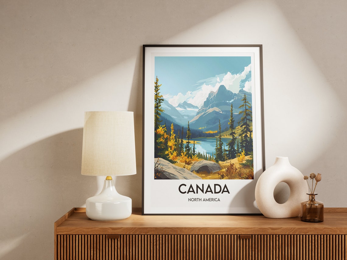 Canada Autumn Alpine Mountain Lake Landscape Scenic Travel Poster - Image 2