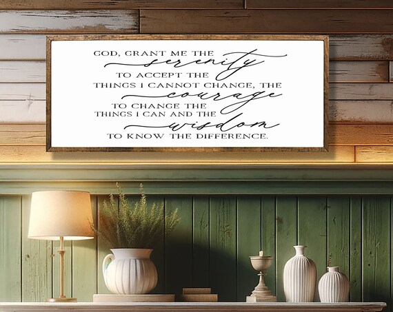 God Grant Me The Serenity Prayer Wood Framed Inspirational Sign Wall Art