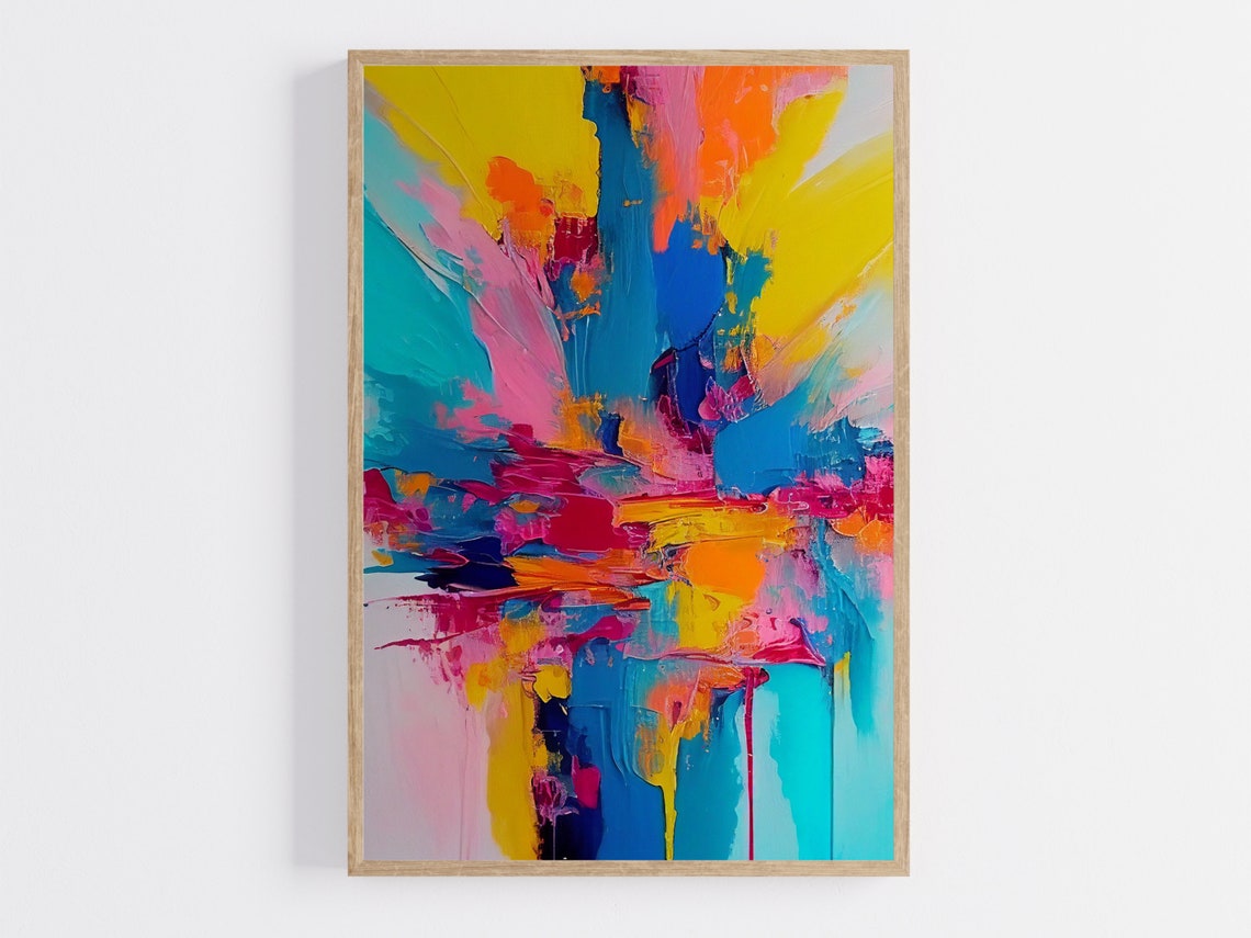 Yellow Teal and Magenta Bold Sweeping Abstract Modern Poster - Image 4