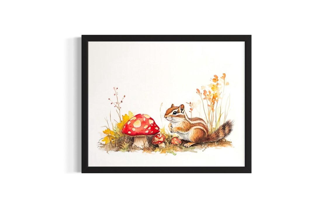 Bear Cub and Spotted Fawn Cuddling Watercolor Wildlife Art Poster