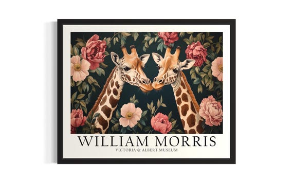 Giraffe Morris Animals Poster Art Print Living Room Wall Original Painting Artwork Decor