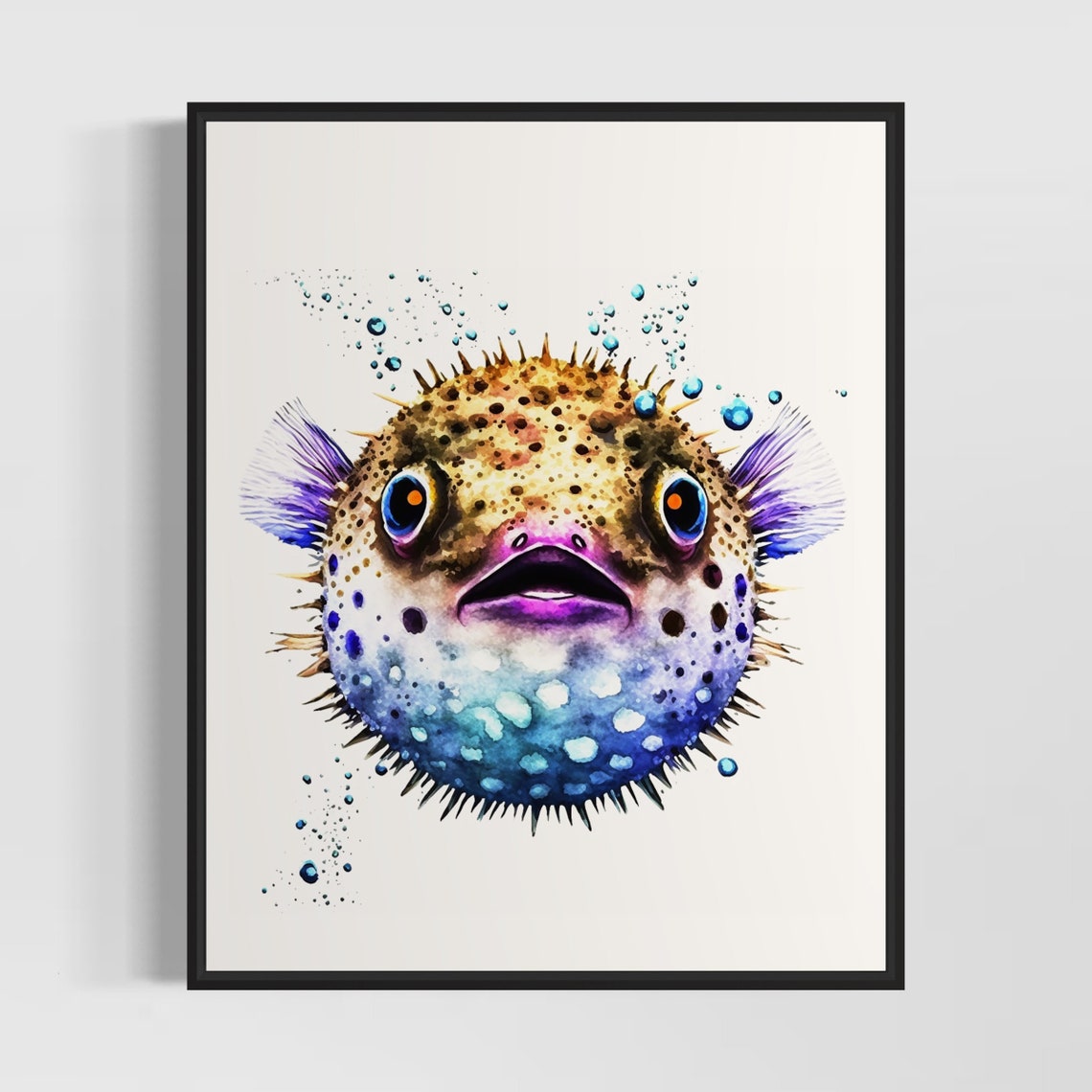 Puffer Fish Watercolor Art Print Puffer Fish Painting Wall Art Poster Original Artwork By Artist