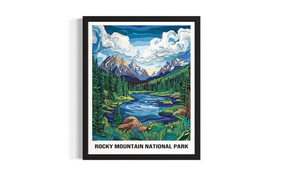 Rocky Mountain National Park Alpine Lake Craggy Peaks Art Poster
