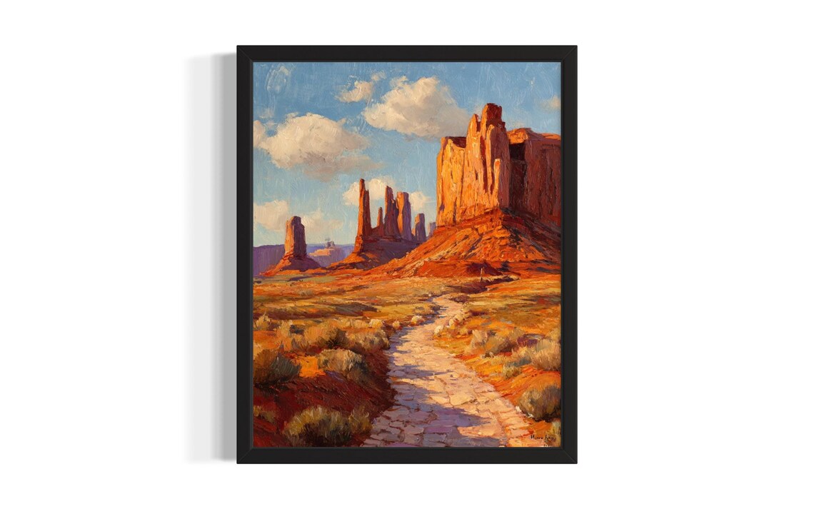Utah Monument Valley Red Rock Buttes Desert Oil Painting Poster