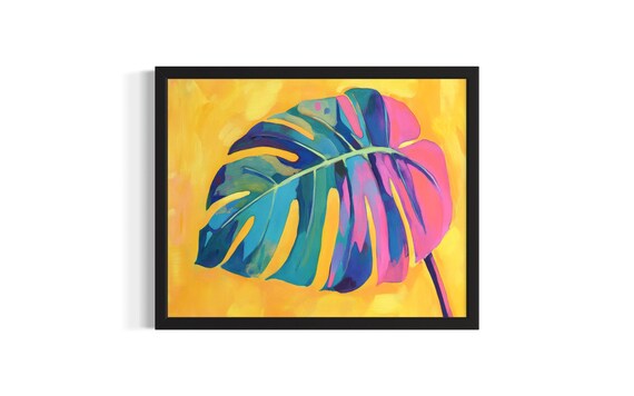 Tropical Leaves Landscape Poster Art Print Living Room Wall Original Painting Artwork Decor