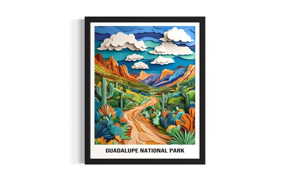 Guadalupe National Park Desert Canyon Red Rock Trail Art Poster