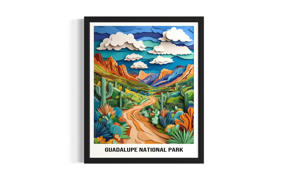 Guadalupe National Park Desert Canyon Red Rock Trail Art Poster