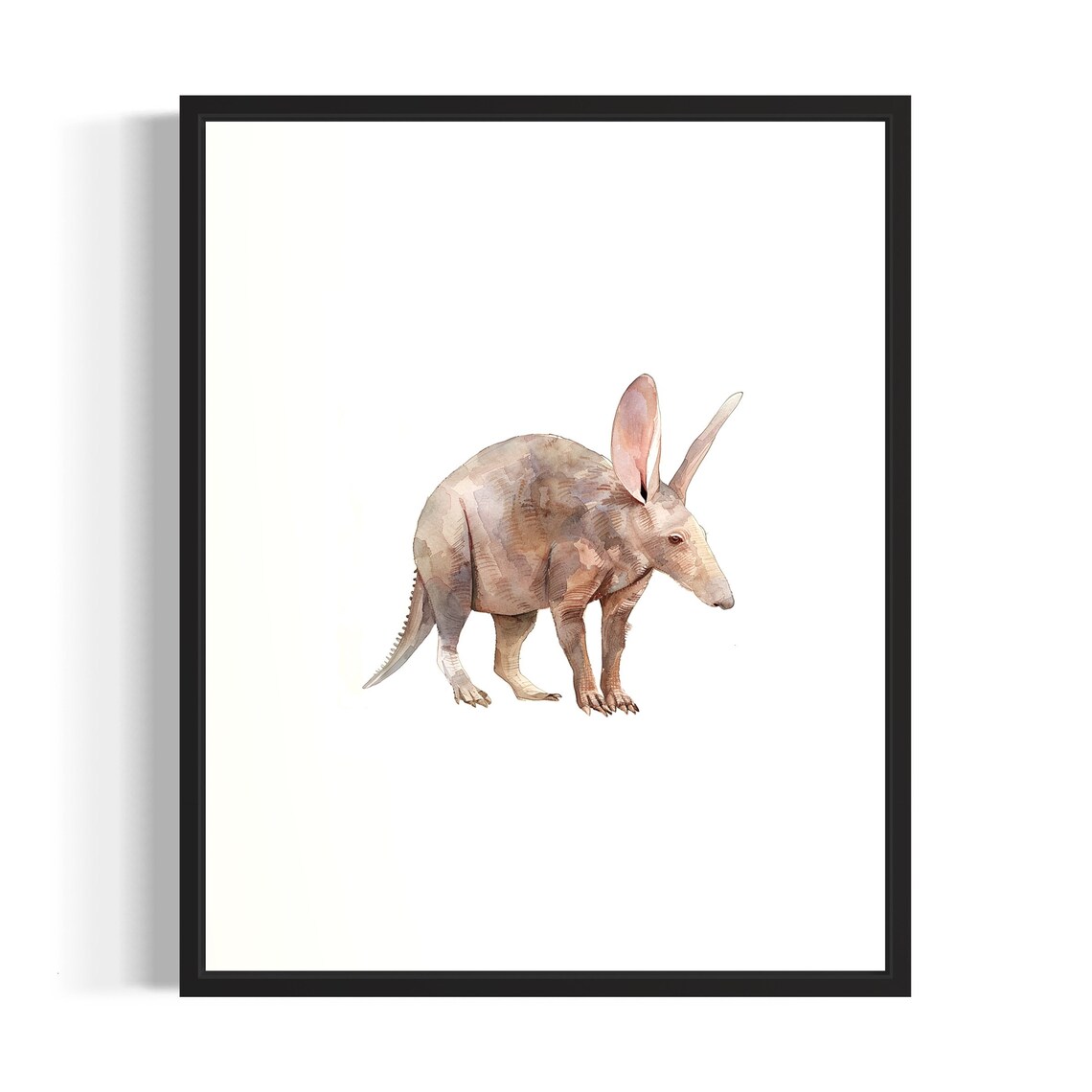 Aardvark With Long Ears and Snout Watercolor Animal Painting Poster