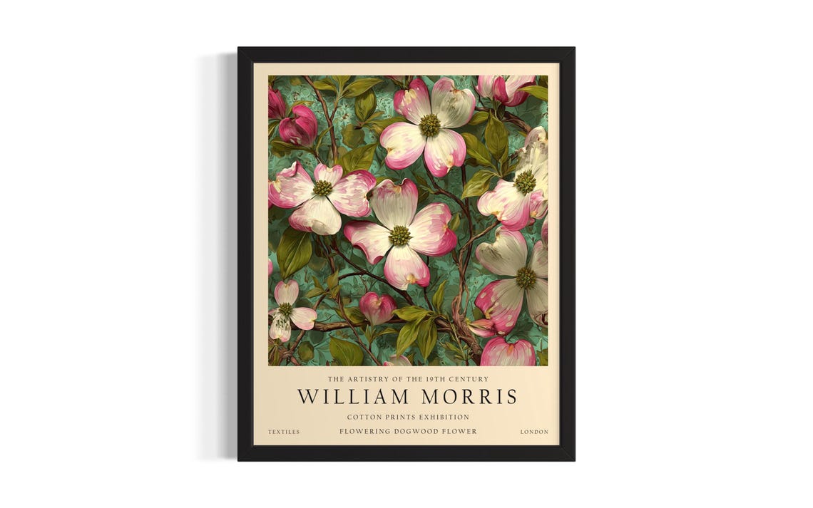 Flowering Dogwood William Morris Cotton Prints Exhibition Poster