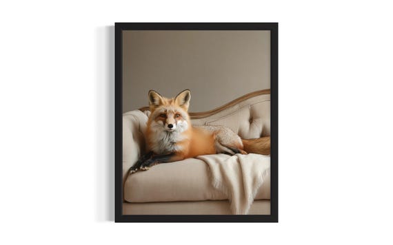 Fox Animal Sofa Living Room Poster Art Print Wall Original Painting Artwork Decor