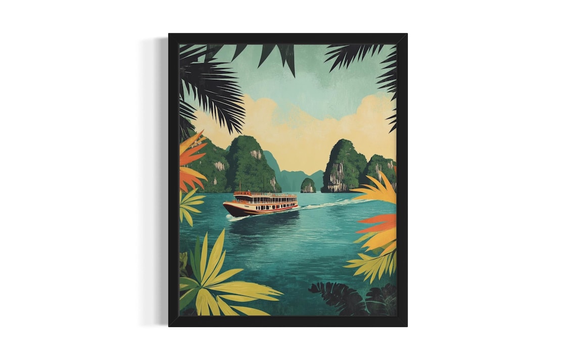 Halong Bay Vietnam Cruise Boat Karst Islands Travel Art Poster