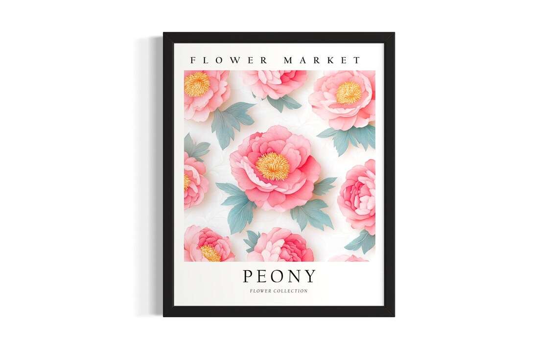 Pink Peony Bloom Flower Market Collection 3D Paper Botanical Poster
