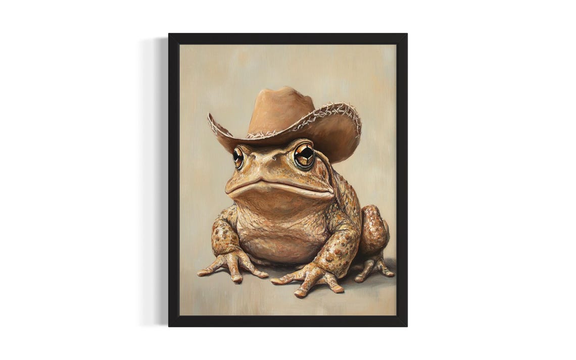 Western Toad Wearing Cowboy Hat Funny Western Portrait Poster