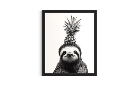 Sloth Kitchen Animals Poster Art Print Wall Original Painting Artwork Decor