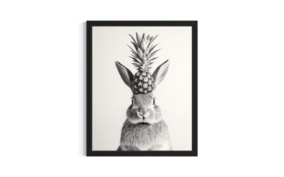 Rabbit Kitchen Animals Poster Art Print Wall Original Painting Artwork Decor
