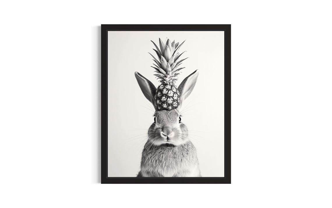 Rabbit Kitchen Animals Poster Art Print Wall Original Painting Artwork Decor