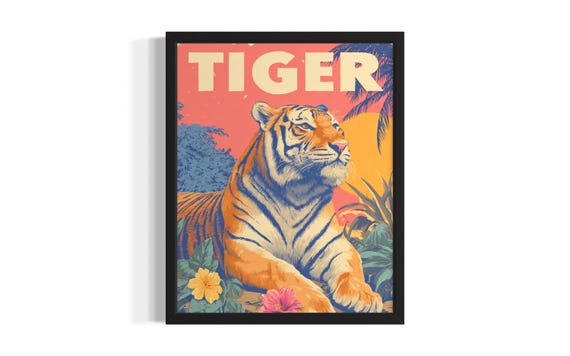 Tiger Pop Art Animal Poster Print Living Room Wall Original Painting Artwork Decor