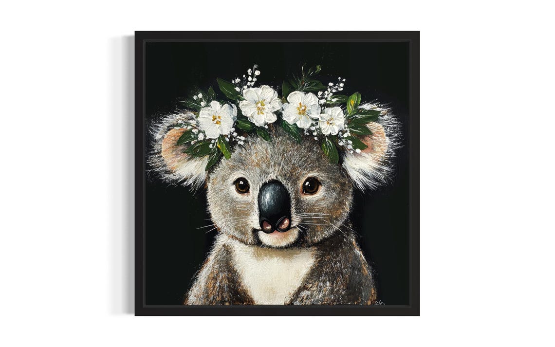 Koala Nursery Animal Poster Art Print Living Room Wall Original Painting Artwork Decor