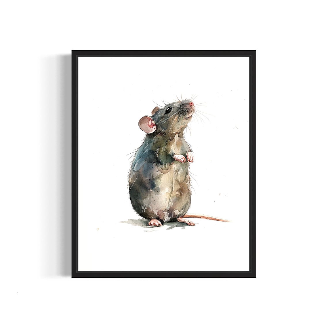 Sweet Adorable Brown Pet Rat Watercolor Rodent Portrait Poster