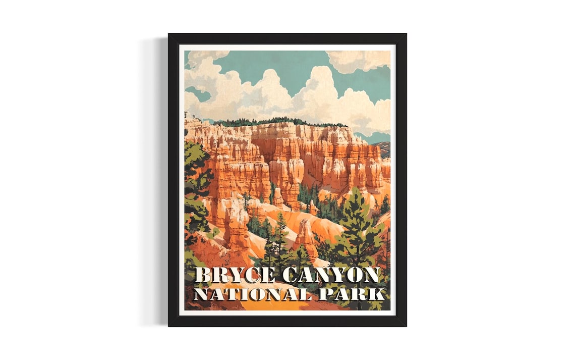 Bryce Canyon National Park Vintage Red Rock Hoodoos Travel Poster