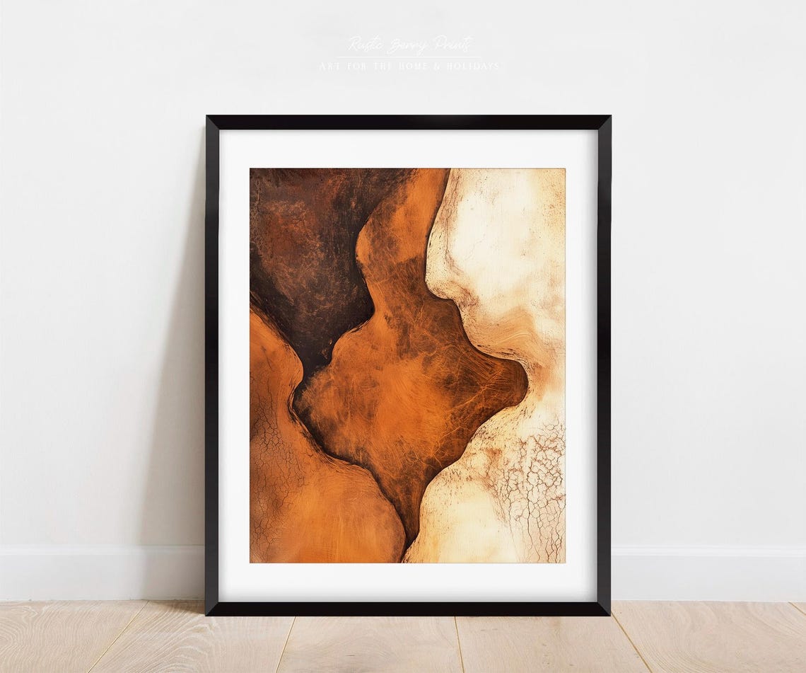Rust Brown Organic Flow Abstract Painting Modern Earth Tone Art Poster - Image 2