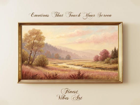 Pastel River Valley Landscape Art For Samsung Frame Tv