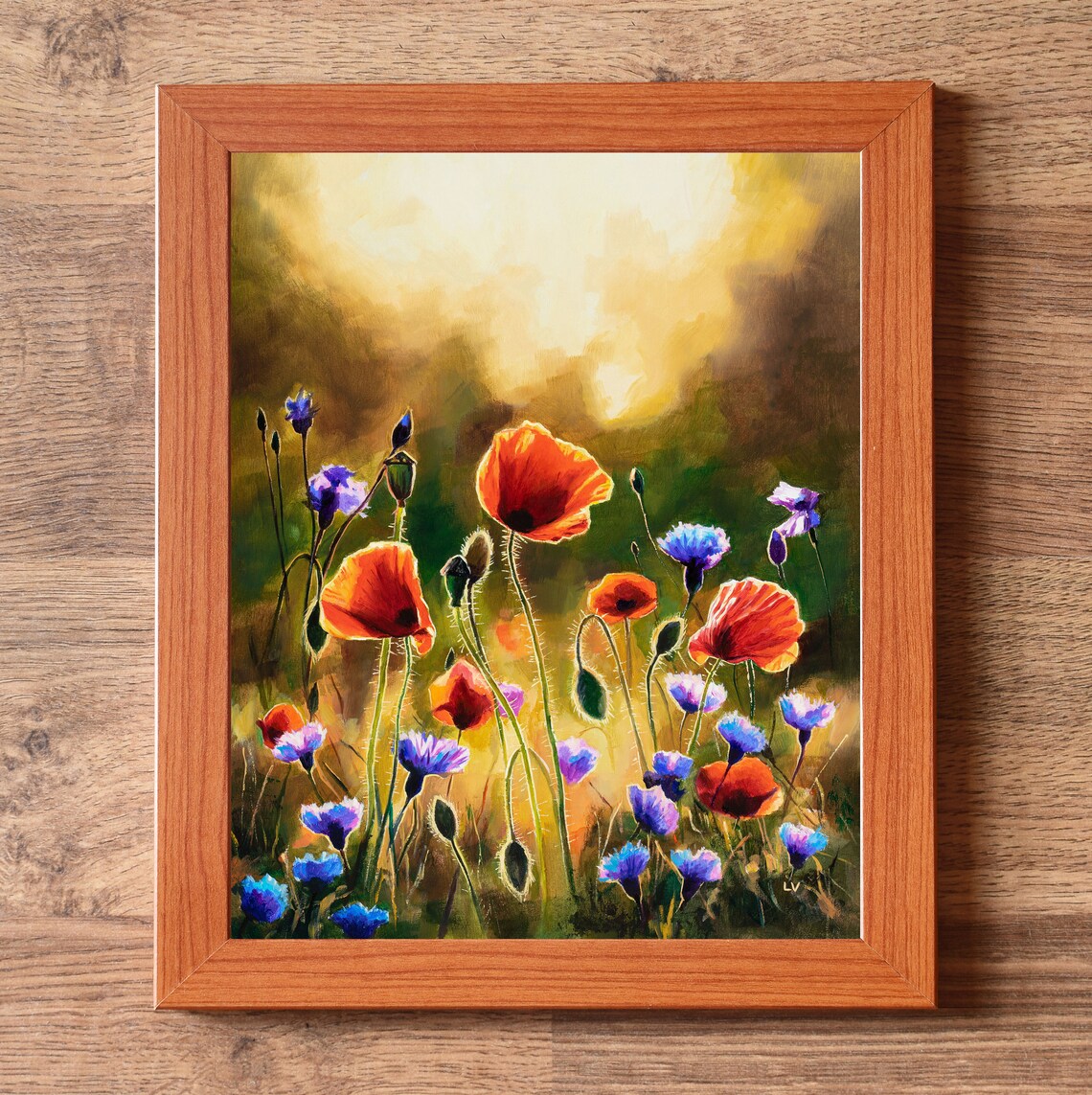 Poppy Field Oil Painting, Farmhouse Floral Wall Art Print - Image 2