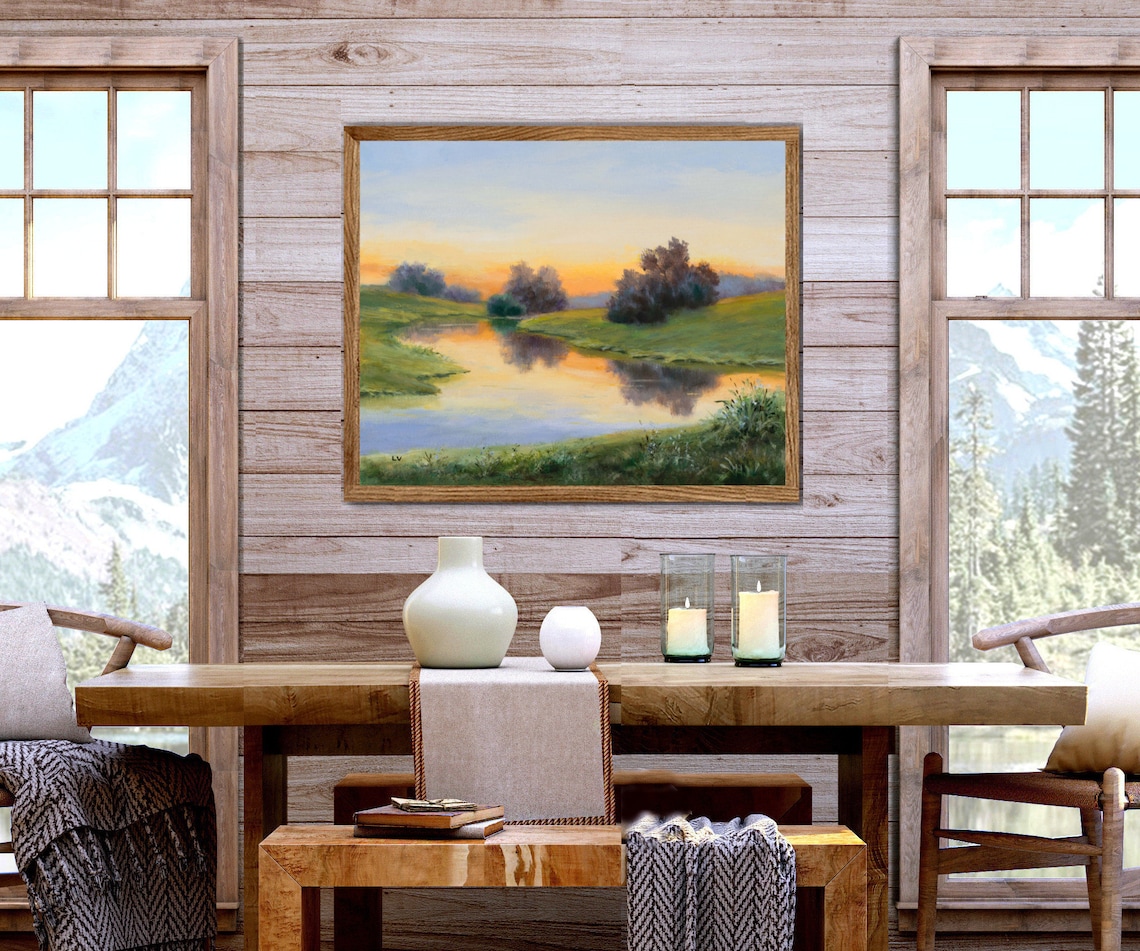 Sunrise River Landscape Oil Painting Art Print - Image 6