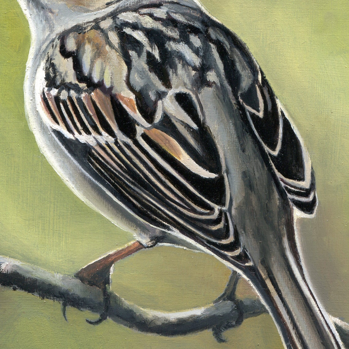 Vintage Bird Original Painting Framed Birds Oil Painting Sparrow Classic Art Oil Bird On Branch Wildlife Nature Artwork Cottage Wall Art - Image 2