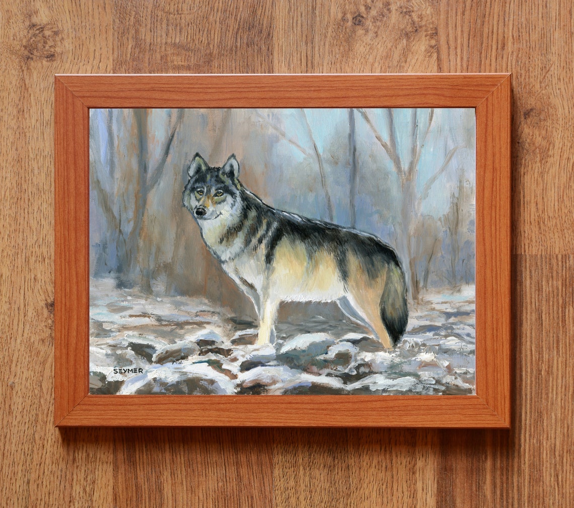 Majestic Grey Wolf Standing Alone in a Snowy Winter Forest Poster - Image 2