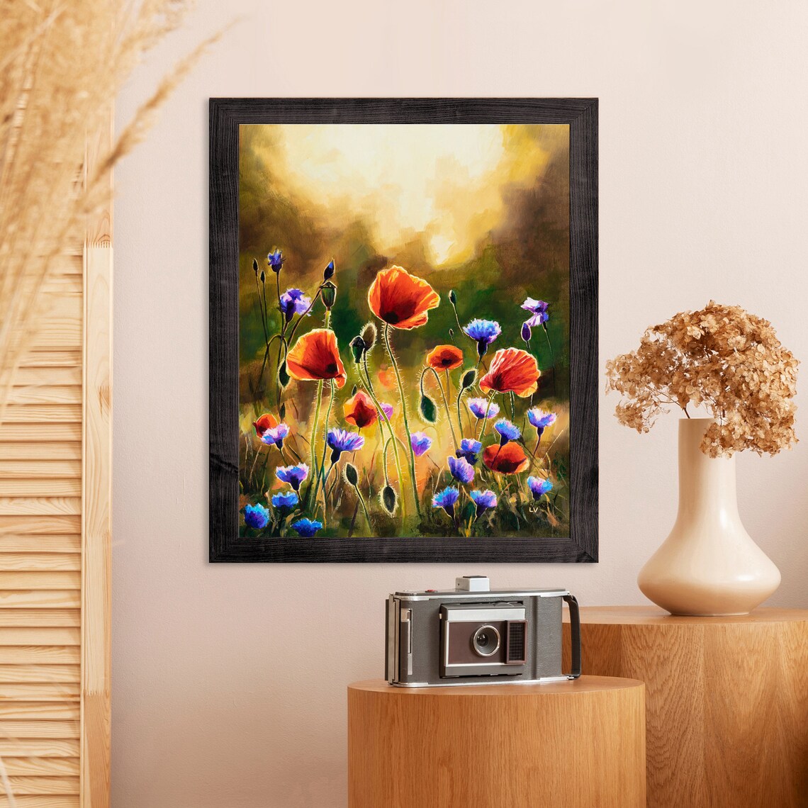 Poppy Field Oil Painting, Farmhouse Floral Wall Art Print - Image 5