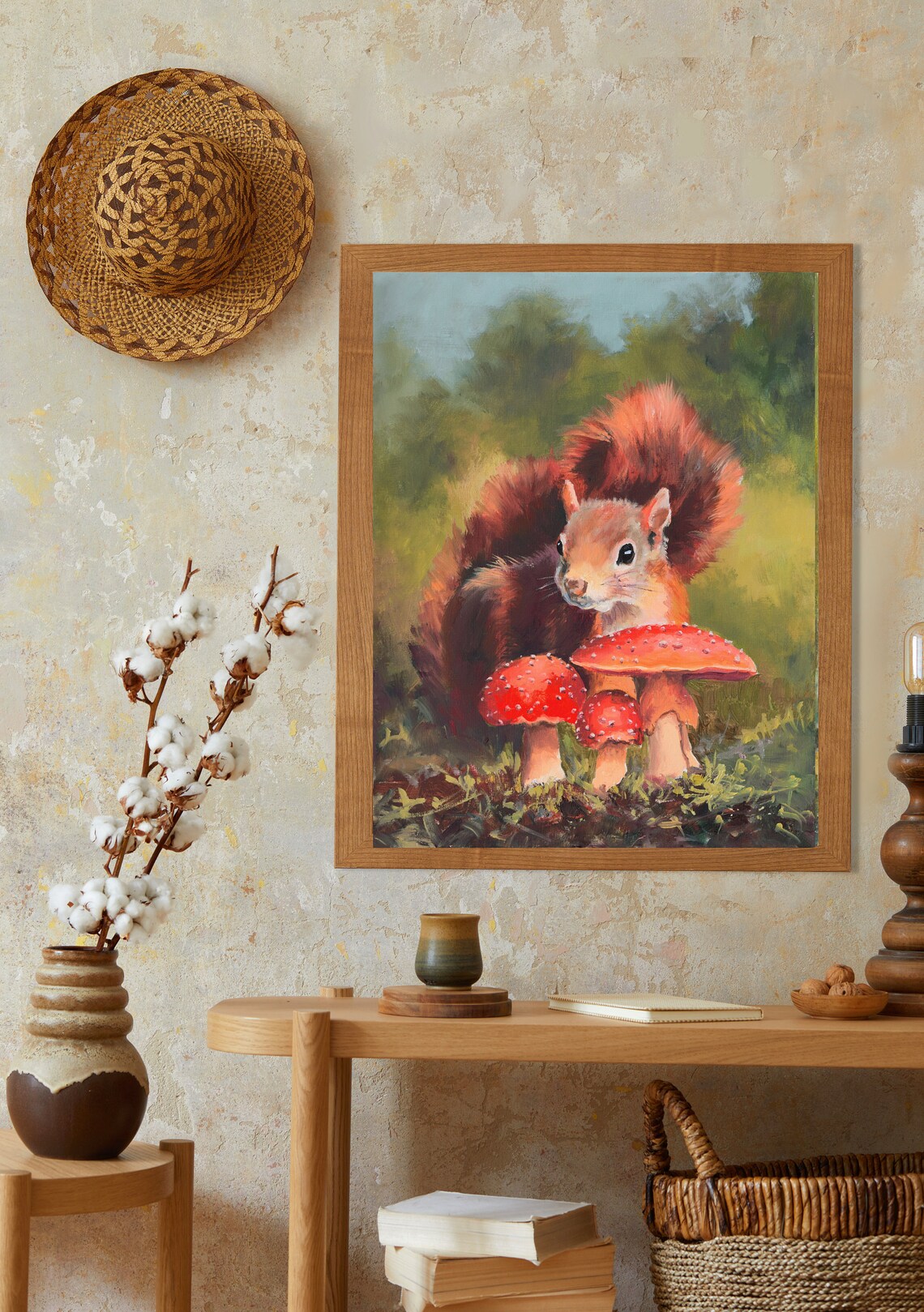 Squirrel Painting, Cottagecore Autumn Wildlife Art - Image 2