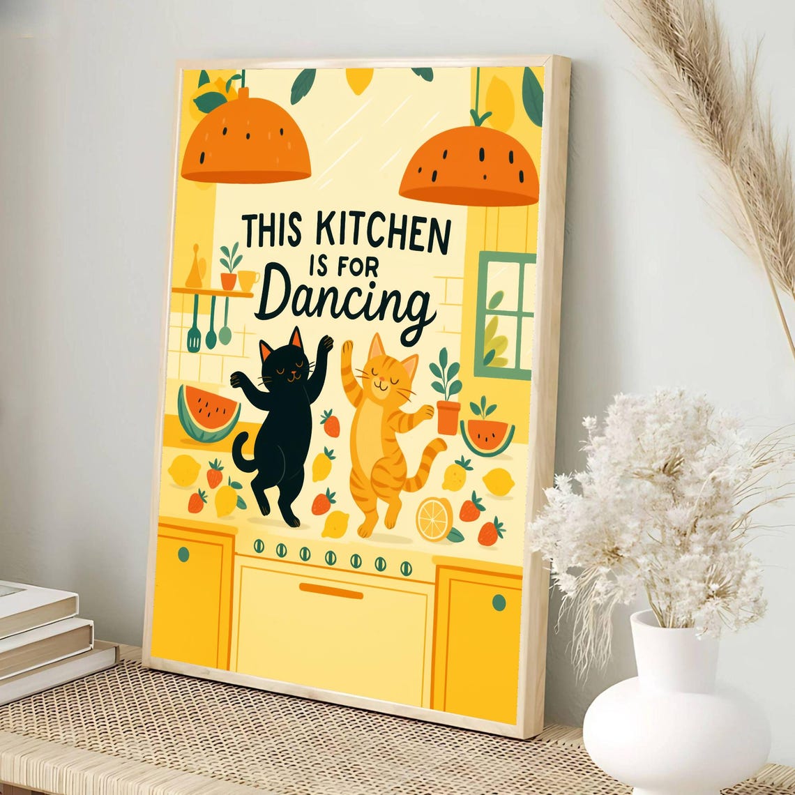 This Kitchen Is For Dancing Cats Funny Sunny Fruit Wall Poster - Image 2