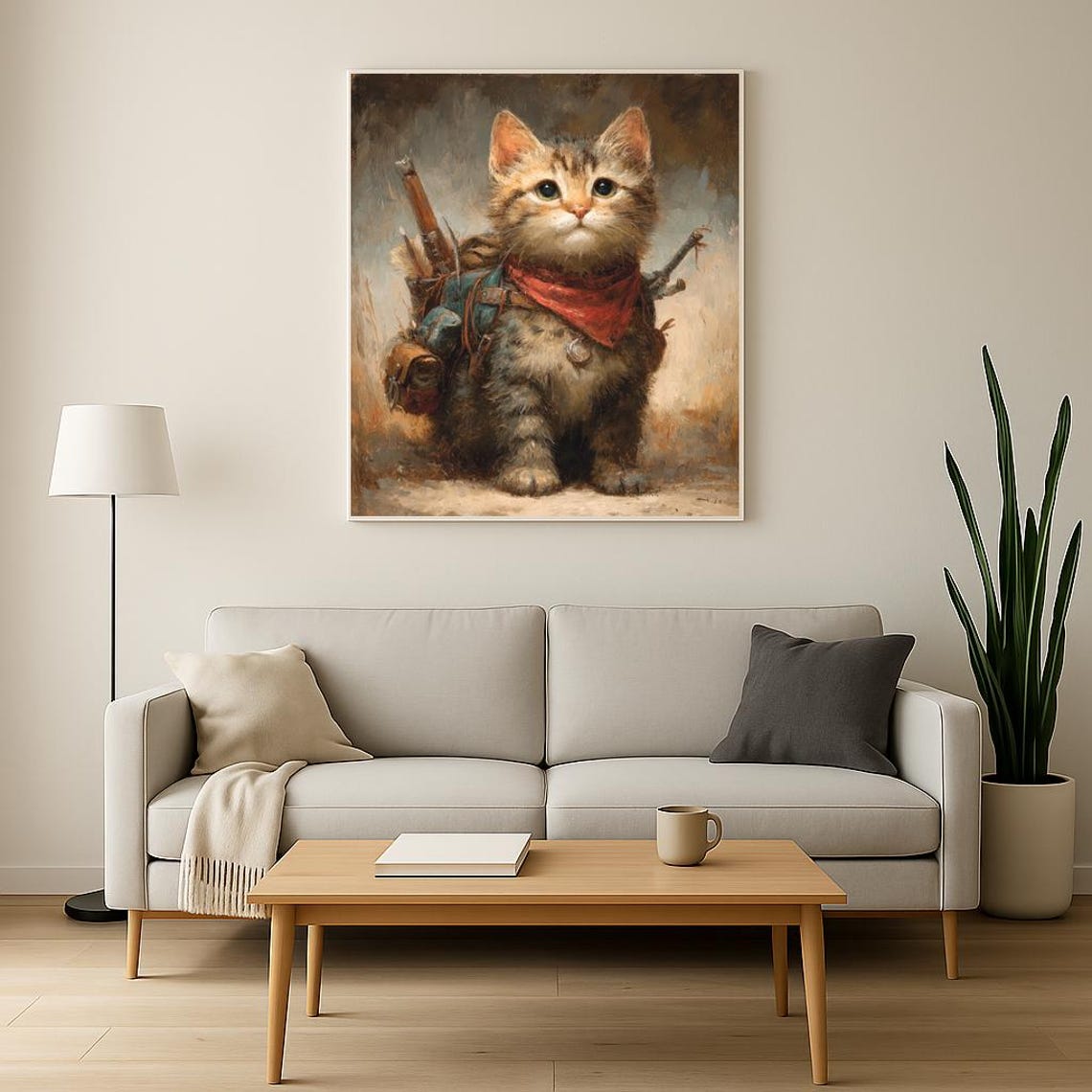 Cute Adventurer Kitten in Red Bandana Fantasy RPG Art Poster - Image 2