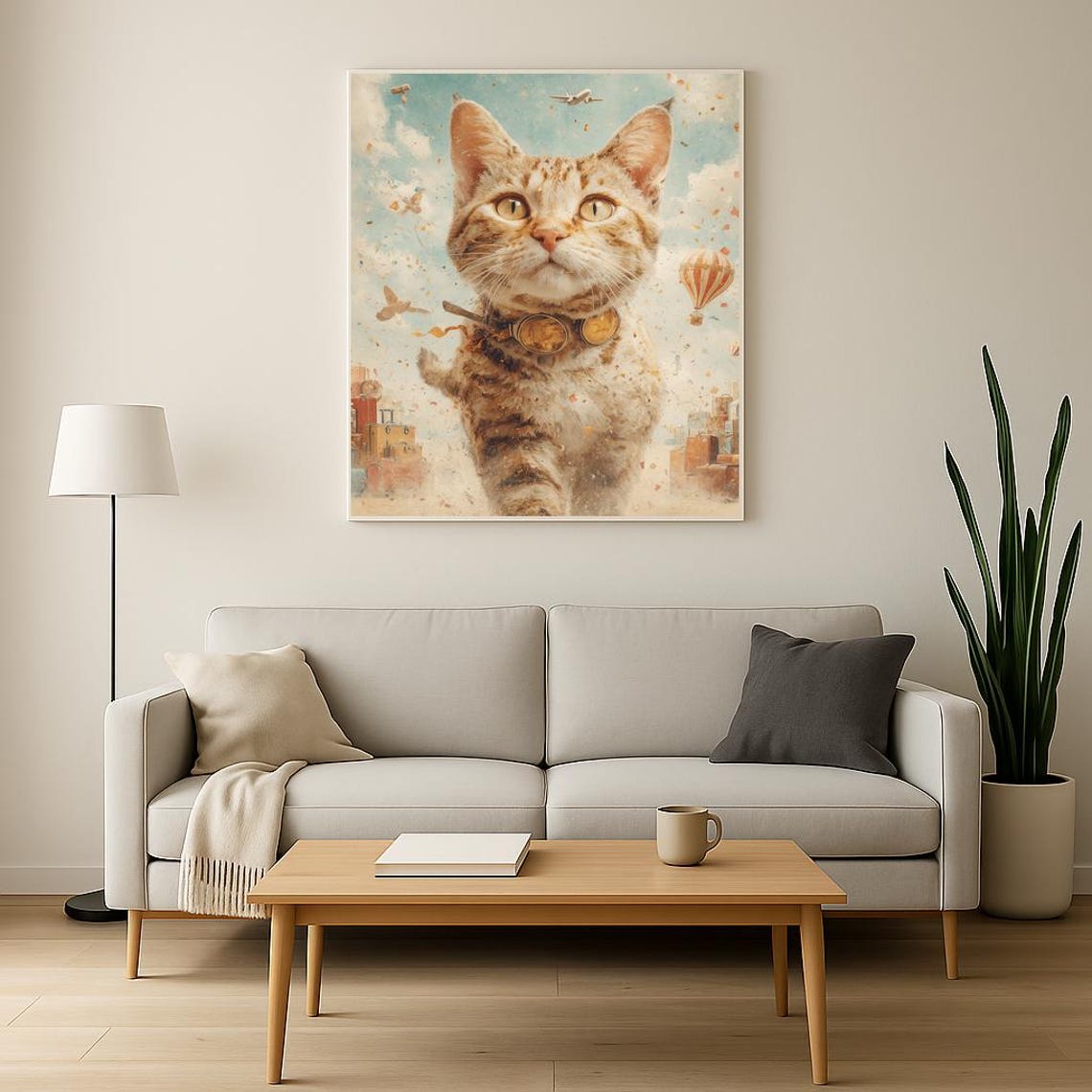 Adventurous Explorer Cat With Goggles Hot Air Balloon Poster - Image 2