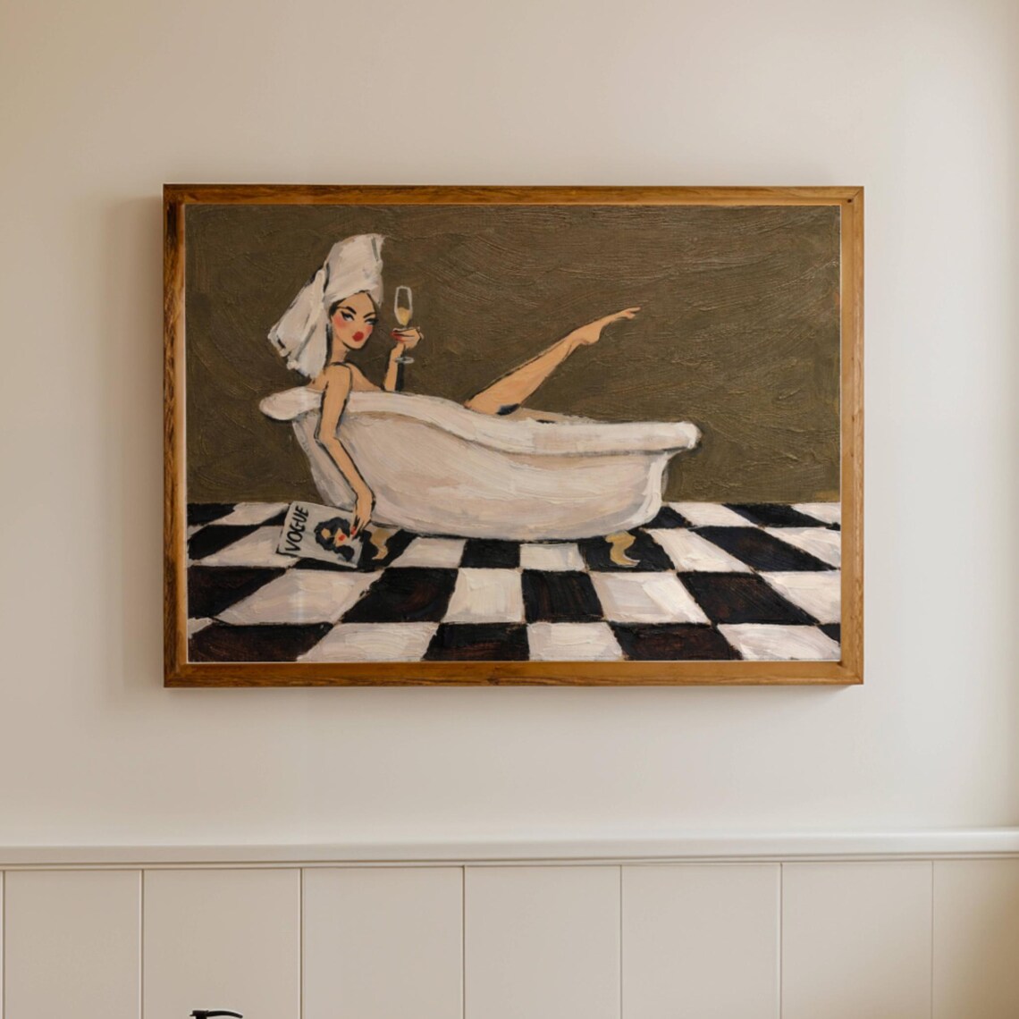 Woman In Bathtub, Mid-Century Retro Poster