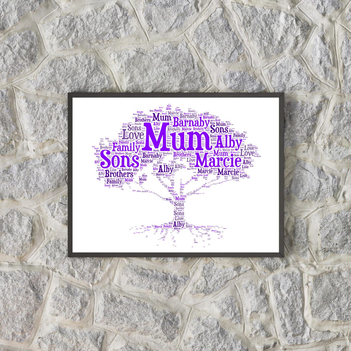 Personalised Wall Art Print Family Tree Word Cloud Design Family Gift Home Decor Wall Decor - Image 2