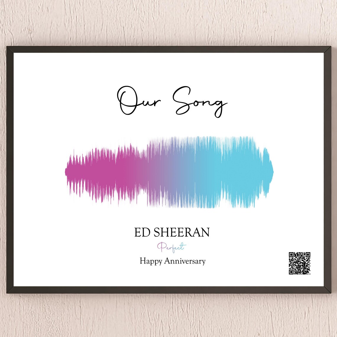 Personalized Soundwave With QR Code, Music Art Print