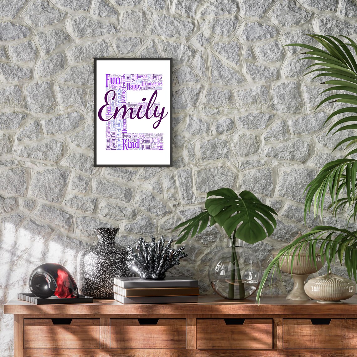 Personalised Wall Art Print Initial Word Cloud Design Family Gift Home Decor Wall Decor - Image 2