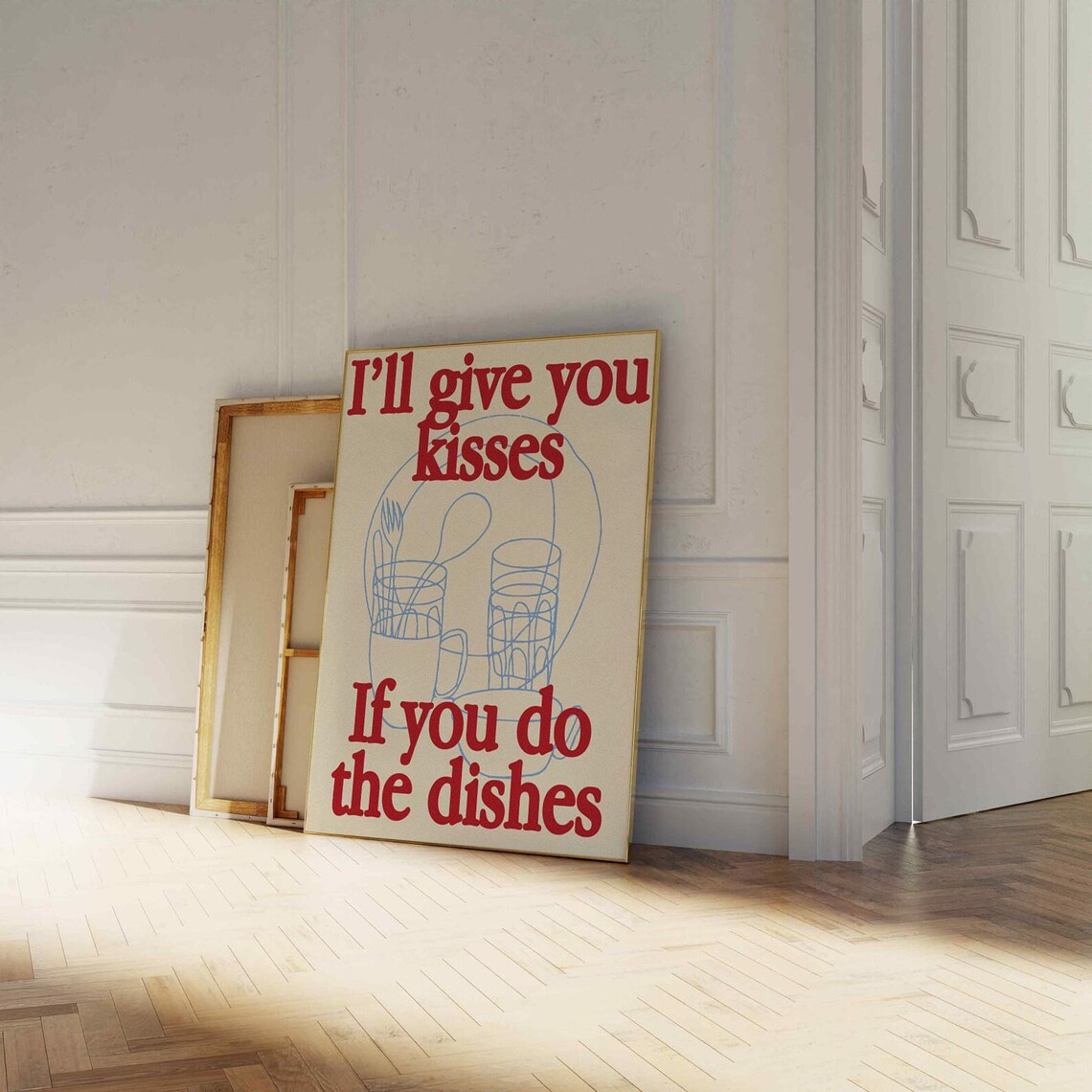 Kisses If You Do The Dishes Mid-Century Poster - Image 4