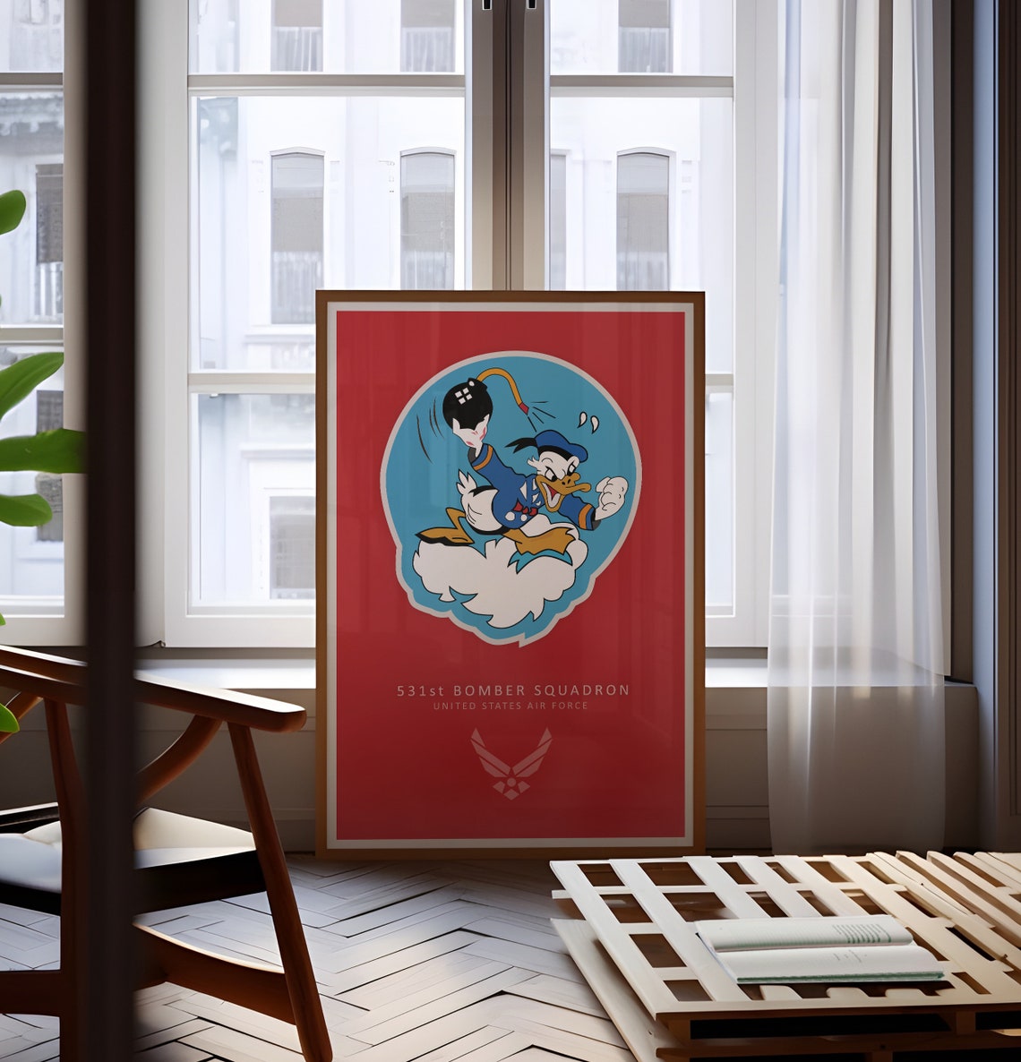 531st Bomber Squadron USAF Donald Duck Emblem Red Military Poster - Image 3