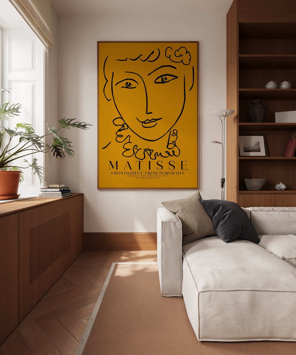 Henri Matisse Frontispiece Portraits Line Drawing Gold Poster
