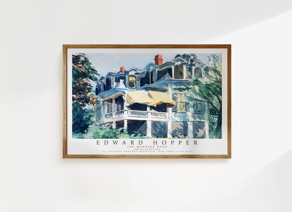 Edward Hopper Exhibition Poster The Mansard Roof Wall Art Decor Realism Paint Architecture Gift Idea Minimalism Trendy