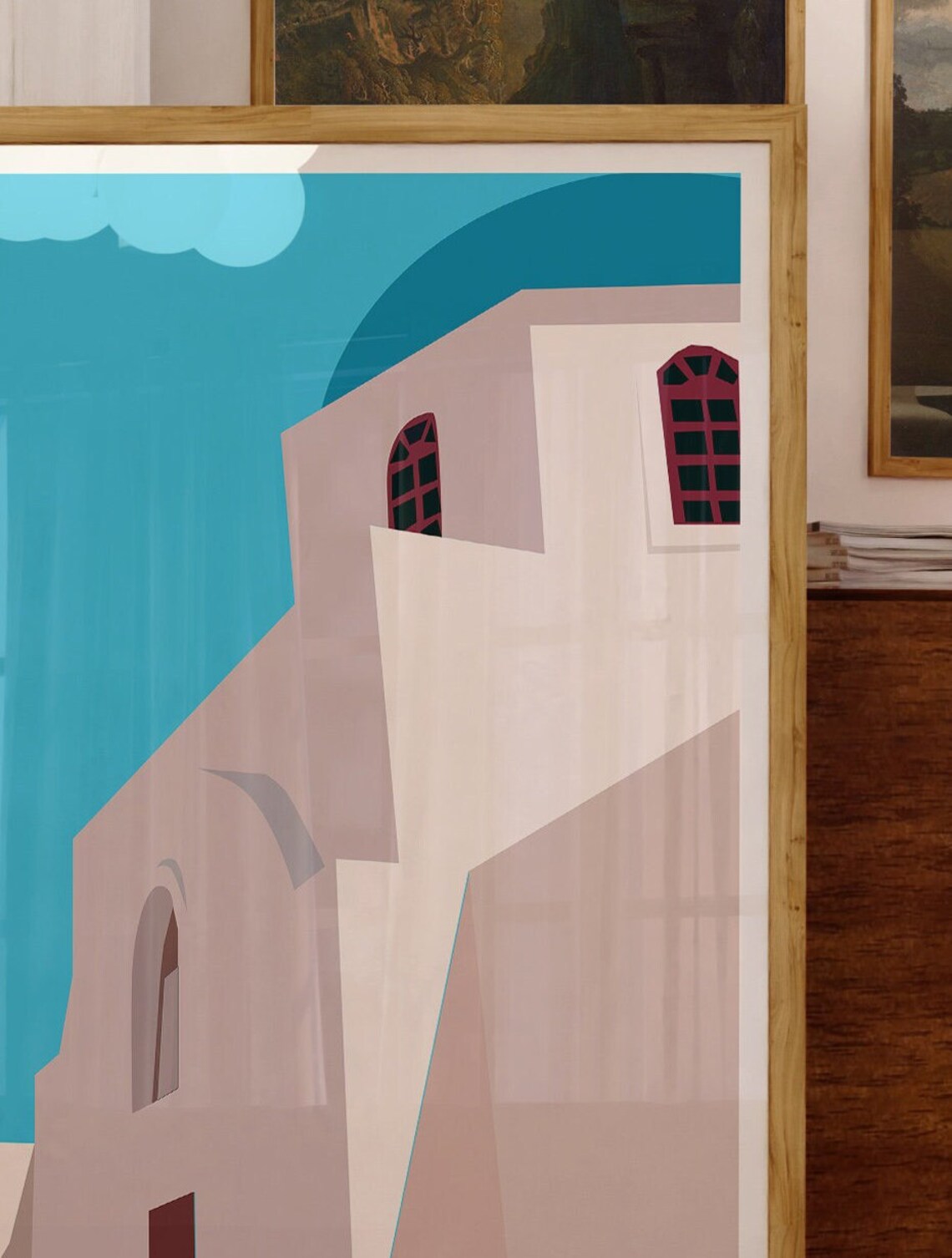 Aegean Mediterranean Church Minimalist Art Print - Image 3