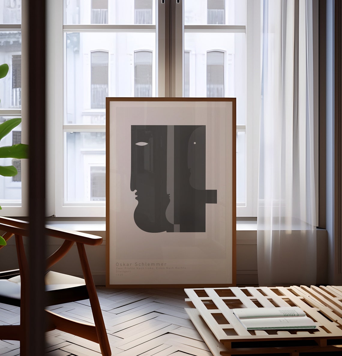 Oskar Schlemmer Zwei Profile 1920 White Minimalist Faces Art Poster - Image 3