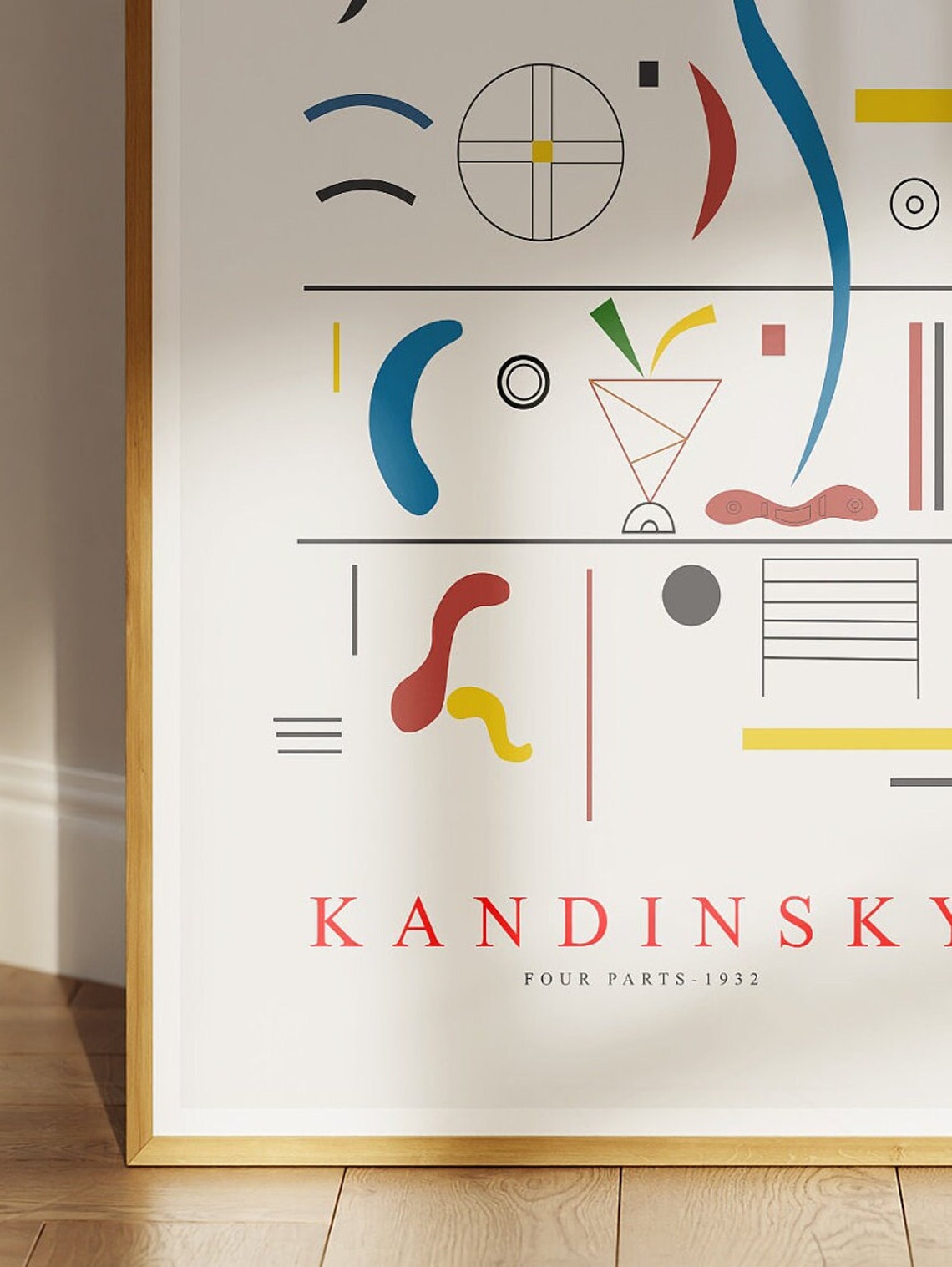 Wassily Kandinsky Four Parts 1932 Abstract Geometric Bauhaus Poster - Image 3